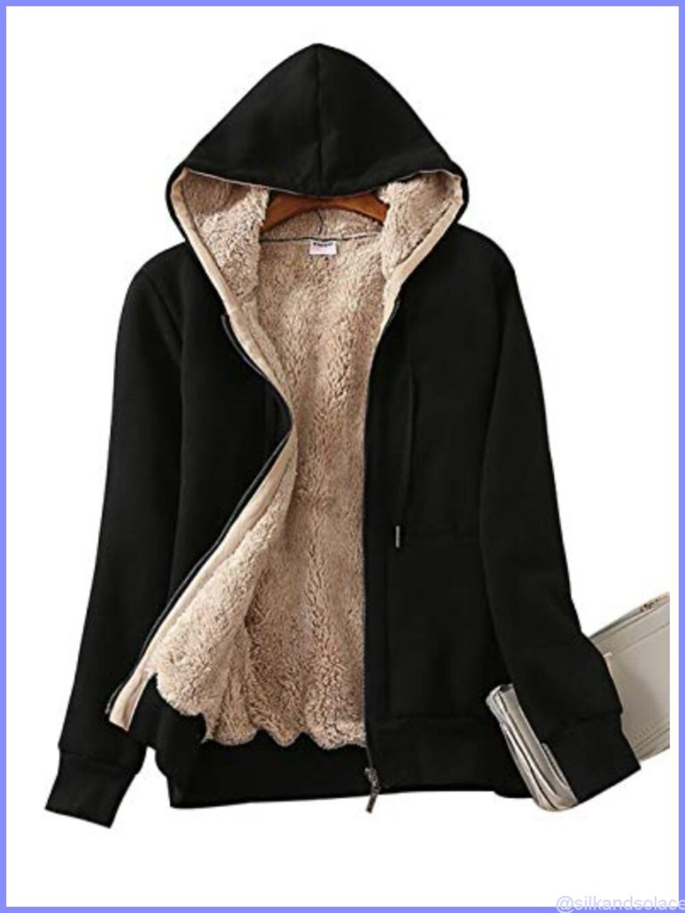 Sherpa Lined Full Zip Hoodie Sweatshirt Jacket Coat Casual Winter Warm